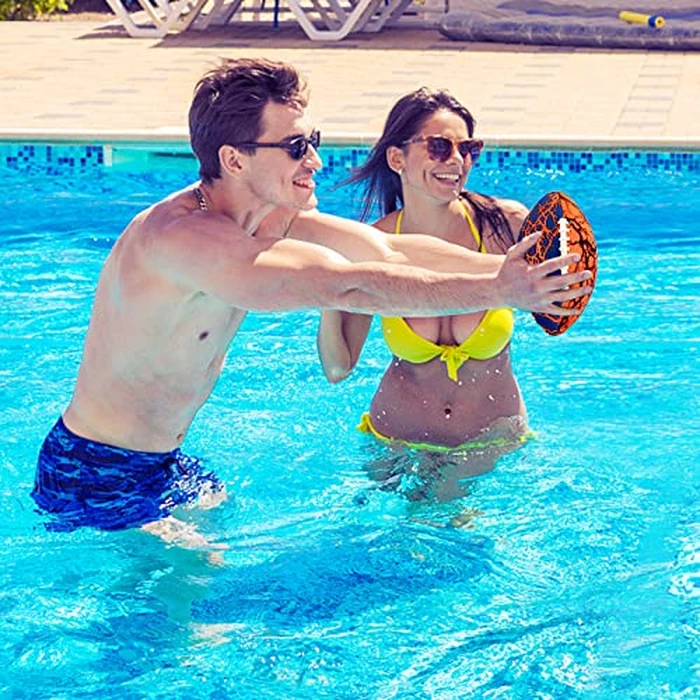 Jasonwell Pool Beach Water Football - 2Pack Strong Grip Waterproof Football for All-Weather Play Pool Toys Beach Games Outdoor Sports Toy Christmas Birthday Gifts for Kids Boys Teens Adults (ORN&BU) by Jasonwell - Image 5