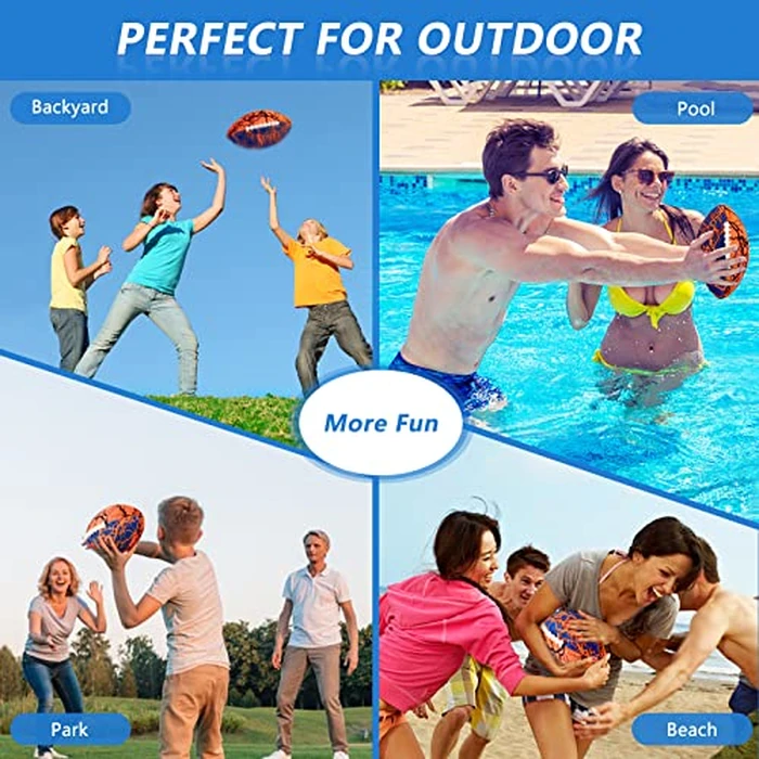 Jasonwell Pool Beach Water Football - 2Pack Strong Grip Waterproof Football for All-Weather Play Pool Toys Beach Games Outdoor Sports Toy Christmas Birthday Gifts for Kids Boys Teens Adults (ORN&BU) by Jasonwell - Image 6