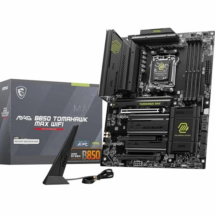 MSI MAG B850 Tomahawk MAX WiFi Motherboard, ATX - Supports AMD Ryzen 9000/8000 / 7000 Processors, AM5-80A SPS VRM, DDR5 Memory Boost 8400+ MT/s (OC), PCIe 5.0 x16, M.2 Gen5, Wi-Fi 7, 5G LAN by msi - Used - Acceptable condition - US$143.04