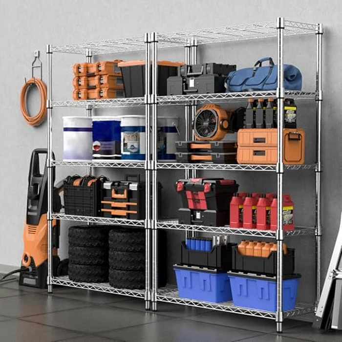 MZG 1250 lbs Steel Heavy Duty 5-Tier Utility Shelving Unit Steel Organizer Wire Rack for Home,Kitchen,Office,Chrome 35 D x 60 W x 158.7 H (cm) by M MZG - Image 5
