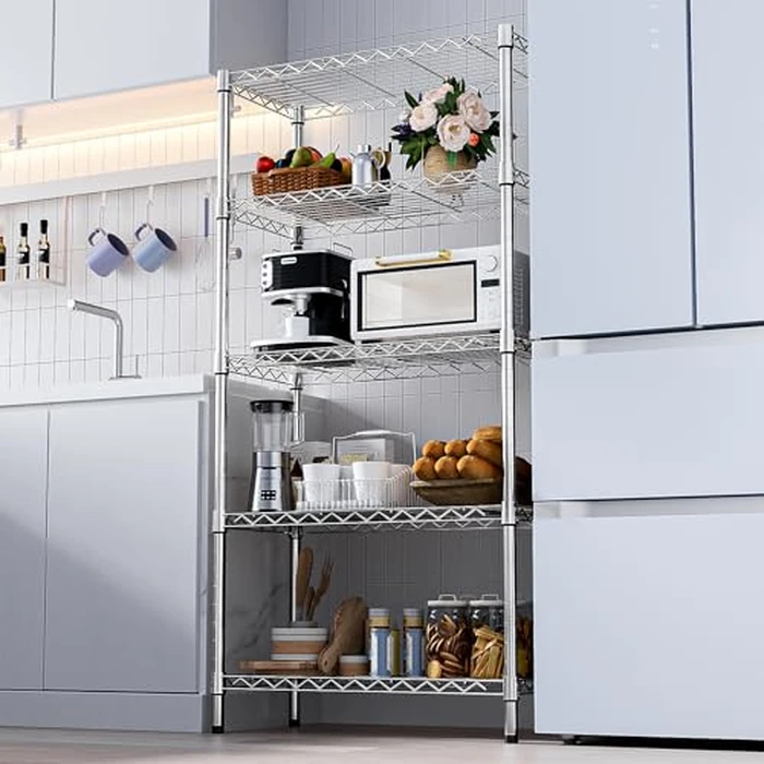 MZG 1250 lbs Steel Heavy Duty 5-Tier Utility Shelving Unit Steel Organizer Wire Rack for Home,Kitchen,Office,Chrome 35 D x 60 W x 158.7 H (cm) by M MZG - Image 7