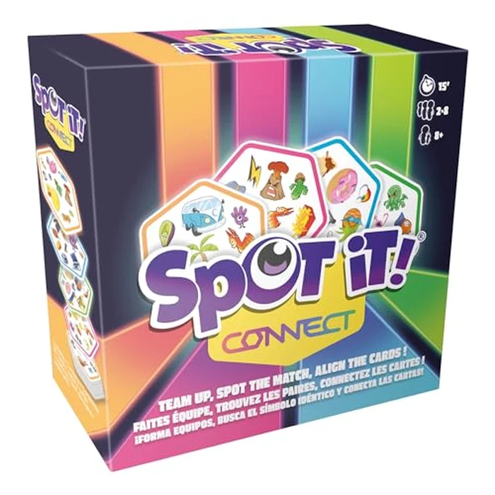 Spot It! - Connect (Bilingual French/English) - Card Games - Reflex/Party - Fast-Paced Tactical Card Game - Ages 8+ - 2 to 8 Players - Under 15 Minute Playtime - Made by Asmodee by Asmodee - Used - Like New condition