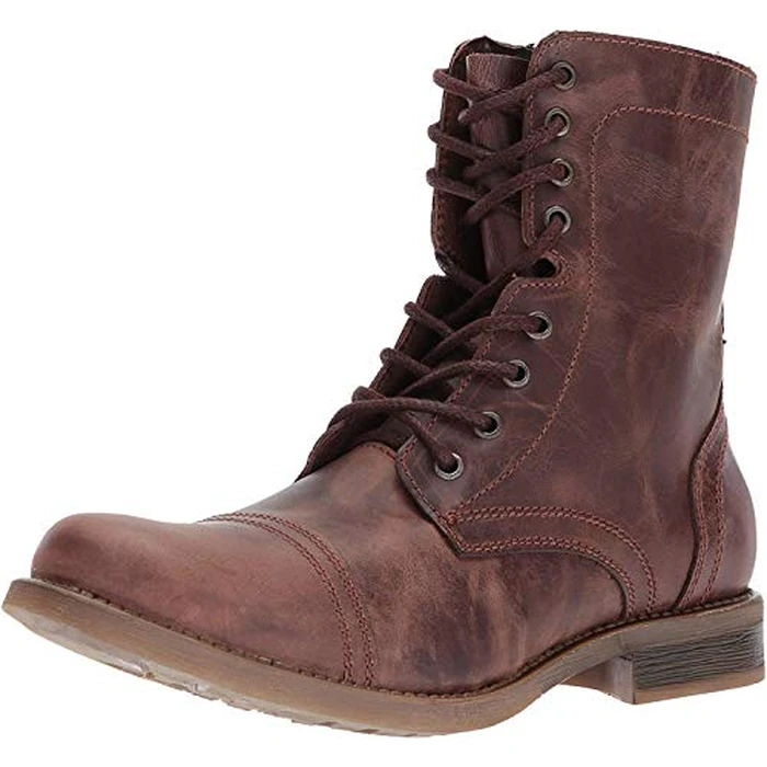 Steve Madden Men's Troopah-c Combat Boot, Brown Leather, 11 by Steve Madden - Used - Like New condition