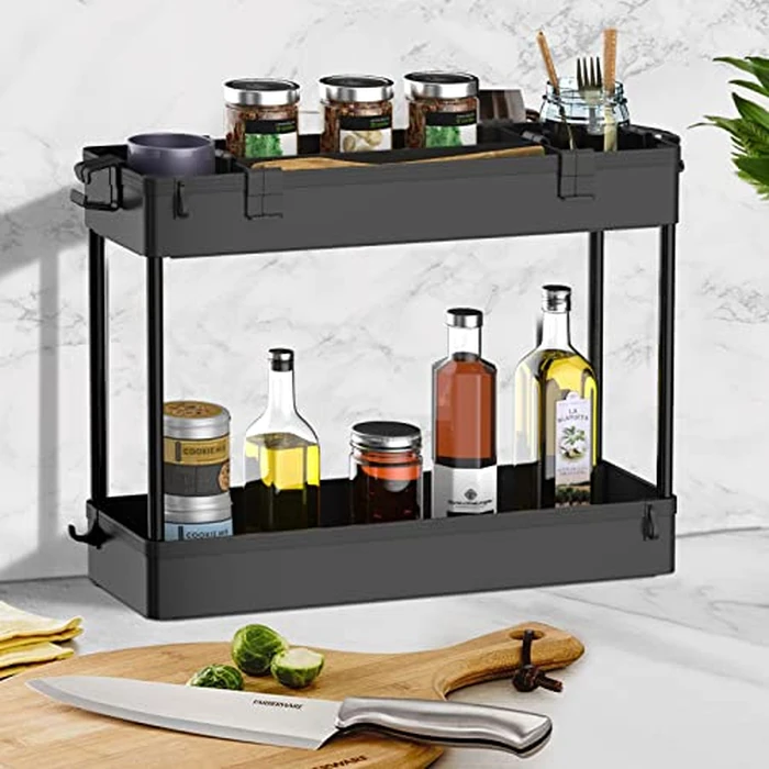 SPACELEAD Slim Storage Cart,3 Tier Bathroom Rolling Utility Cart Storage Organizer Slide Out Cart, Mobile Shelving Unit Organizer Trolley for Office Bathroom Kitchen Laundry Room Narrow Places, Black by SPACELEAD - Image 6