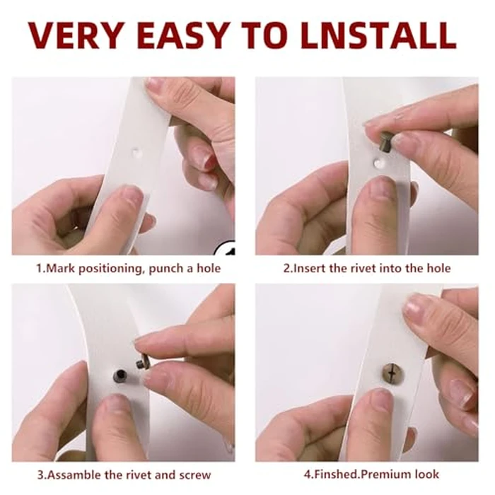 ASLLRISONY 110 Sets Bronze Chicago Screws Assorted Kit, 8 Sizes of Round Flat Head Leather Rivets Metal Screw, Used for Leather Crafts, Clothing, Shoes, Belts, Bags and Custom-Made Items by ASLLRISONY - Image 4