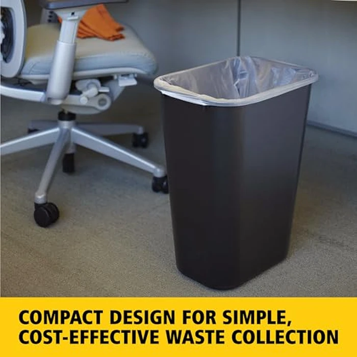 Rubbermaid Commercial Wastebasket Trash Container, 41QT/10.25 GAL, Plastic, Black, Stackable Trash Can for Bedroom/Bathroom/Office, Fits Under Desk/Sink/Cabinet by Rubbermaid Commercial Products - Image 2