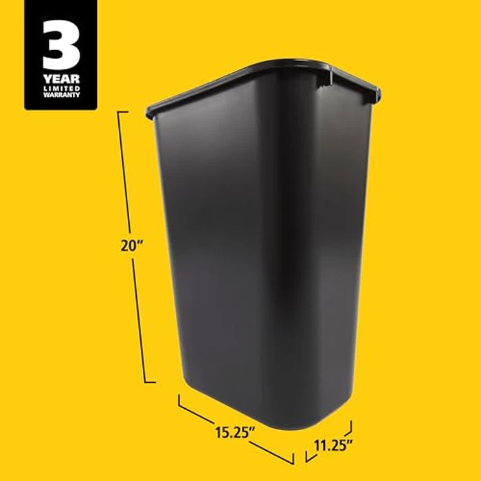 Rubbermaid Commercial Wastebasket Trash Container, 41QT/10.25 GAL, Plastic, Black, Stackable Trash Can for Bedroom/Bathroom/Office, Fits Under Desk/Sink/Cabinet by Rubbermaid Commercial Products - Image 4