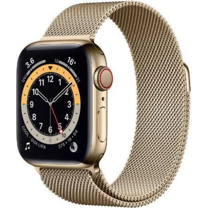 Apple Watch Series 6 (Cellular + GPS) - 32GB - 40mm - Gold Stainless Steel Case with Gold Stainless Steel Milanese Loop Band by Apple - Refurbished - Acceptable condition