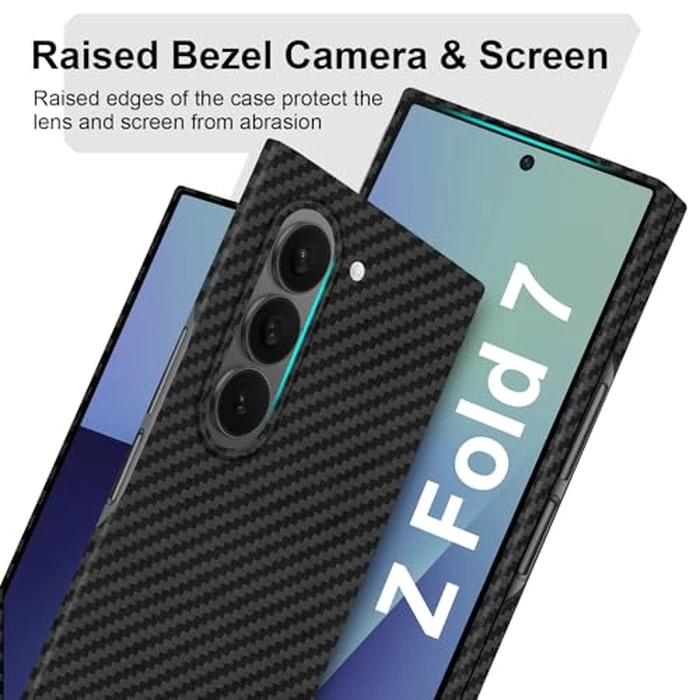 kaisenkec Slim and Thin Carbon Fiber Case Compatible with Samsung Galaxy Z Fold 7, 1500D Aramid Fiber Z Fold7 Cover Compatible with Magsafe, Matte Black Gray Twill [NOT Printed] No Hinge Protection by kaisenkec - Image 3