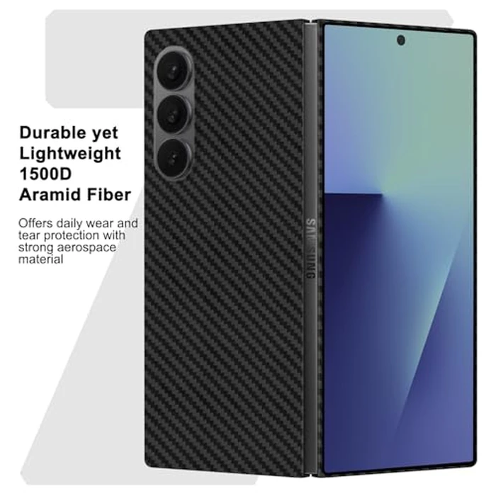 kaisenkec Slim and Thin Carbon Fiber Case Compatible with Samsung Galaxy Z Fold 7, 1500D Aramid Fiber Z Fold7 Cover Compatible with Magsafe, Matte Black Gray Twill [NOT Printed] No Hinge Protection by kaisenkec - Image 5