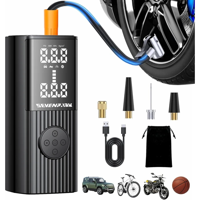 Sevenpark Tire Portable Inflator 20000 Mah Air Compressor P0008 - Black by Sevenpark - Refurbished - Excellent condition - US$32.29