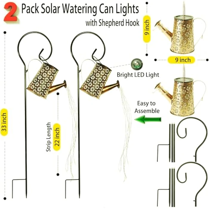 WDLFCGC 2 Pack Solar Watering Can with Lights,Solar Outdoor Garden Decor Waterproof Hanging Lantern Landscape Lights Outside Decorations for Yard Lawn Patio Gardening Gifts. by WDLFCGC - Image 5