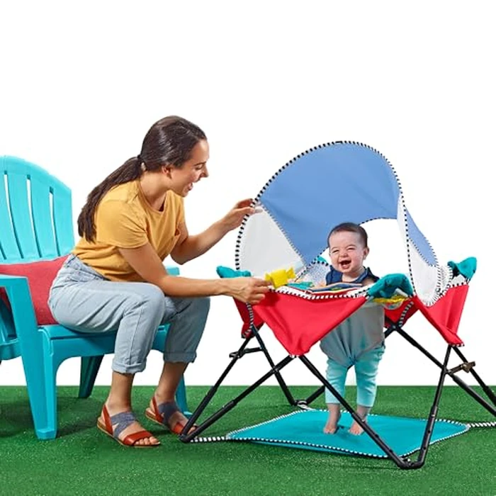 Bright Starts, Pop 'N Jump Portable Baby Activity Center, Indoor Outdoor Use, Lightweight, Carrying Bag, Canopy, 6-12 Months (Animals) by Bright Starts - Image 6