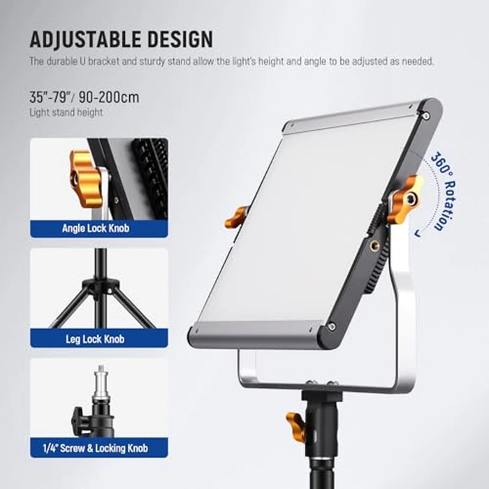 Neewer 2 Packs Dimmable Bi Color 480 LED Video Light Kit, 3200~5600K CRI 96+ LED Panel with U Bracket, 75 inches Tripod Light Stand for YouTube Recording Studio Photography Streaming Key Lighting by NEEWER - Image 5