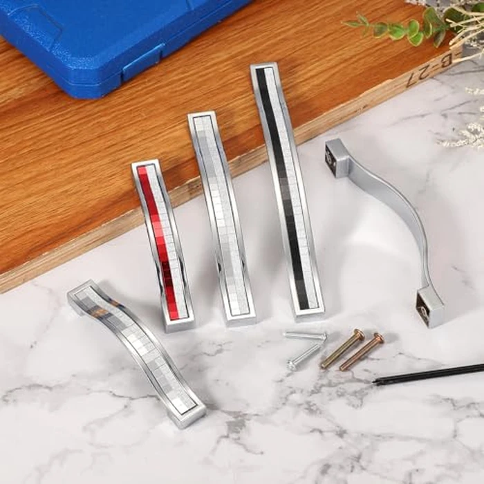uxcell U Shape Crystal Glass Drawer Cabinet Pulls, Alloy Drawer Handle Pulls for Kitchen Cupboard Dresser Drawer Decor, Silver (2.5 Inch Hole Centers, 2 Pack) by uxcell - Image 4