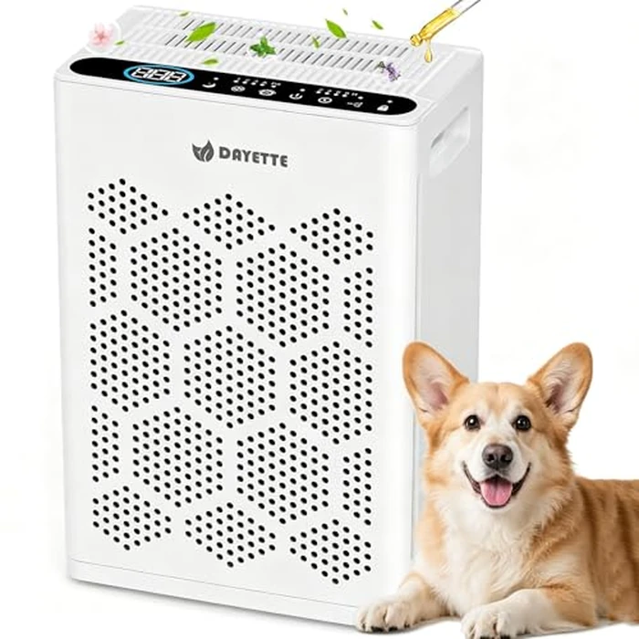 DAYETTE Air Purifiers for Bedroom Home, HEPA H14 Filter for Large Room up to 2400ft², Pet Air Purifier with Fragrance Remove Dust Pet Hair Odor, Washable Filters, 22dB Quiet by DAYETTE - Used - Acceptable condition - CA$65.83