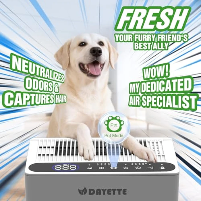 DAYETTE Air Purifiers for Bedroom Home, HEPA H14 Filter for Large Room up to 2400ft², Pet Air Purifier with Fragrance Remove Dust Pet Hair Odor, Washable Filters, 22dB Quiet by DAYETTE - Image 3