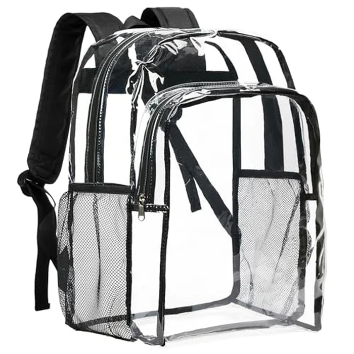 Vorspack Clear Backpack Heavy Duty - Transparent See Through Backpacks Extra Large Clear Bookbag for College Work Travel - Black by Vorspack - Image 1