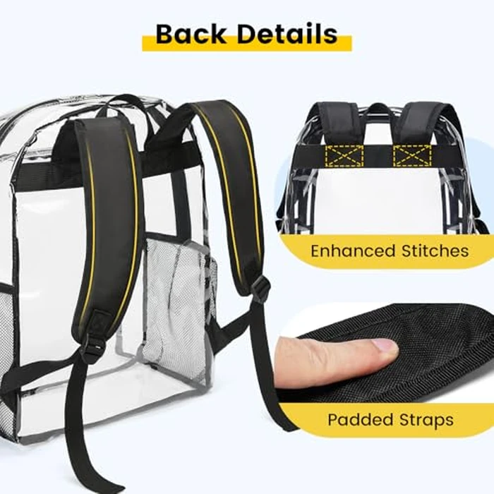 Vorspack Clear Backpack Heavy Duty - Transparent See Through Backpacks Extra Large Clear Bookbag for College Work Travel - Black by Vorspack - Image 6