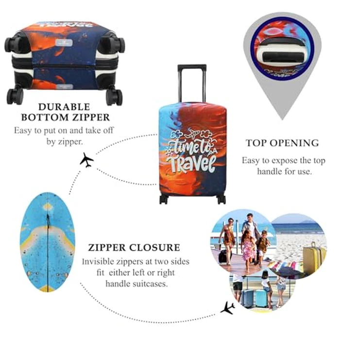 Explore Land Luggage Cover Suitcase Protector Fits 27-30 Inch Case (Time to Travel, L) by Explore Land - Image 3