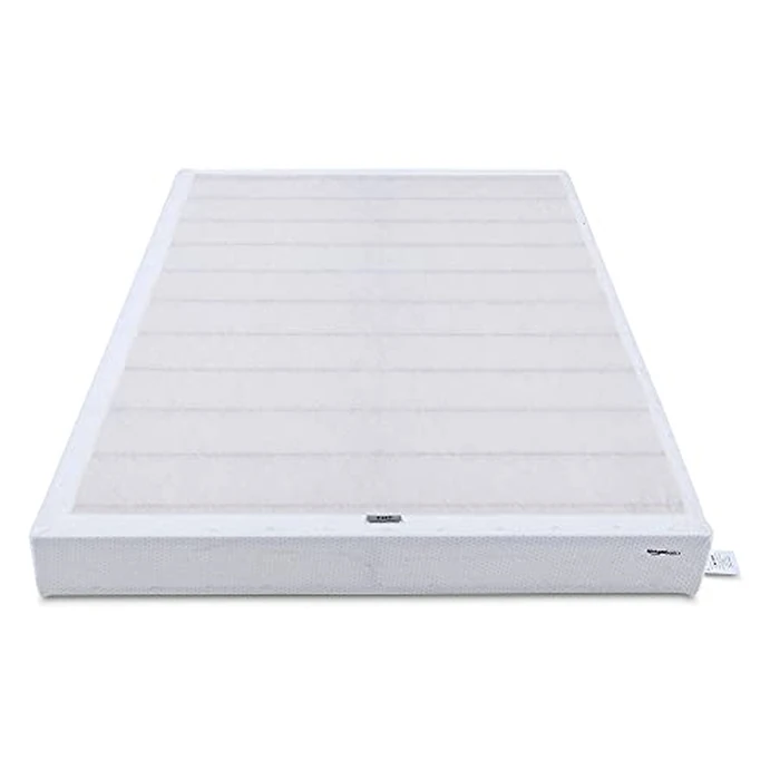 Amazon Basics Smart Box Spring Bed Base, 9-Inch Height Mattress Foundation, Tool-Free Easy Assembly, Full, Strong Support for All Mattress Types, 74"L x 53"W x 9"H, White by Amazon Basics - Used - Good condition