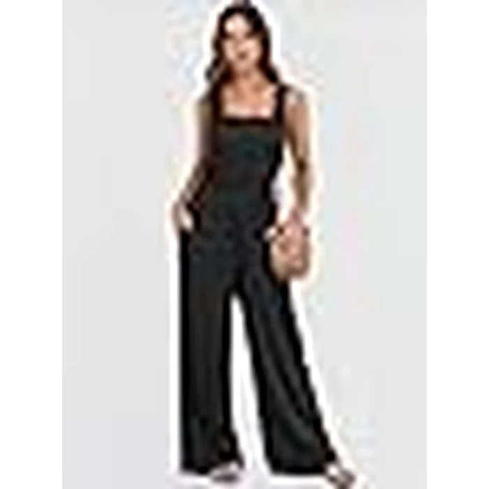 ANRABESS Jumpsuits for Women Dressy Casual Smocked Sleeveless Wide Leg Longe Rompers One Piece 2026 Summer Vacation Outfits Black L by ANRABESS - Image 6