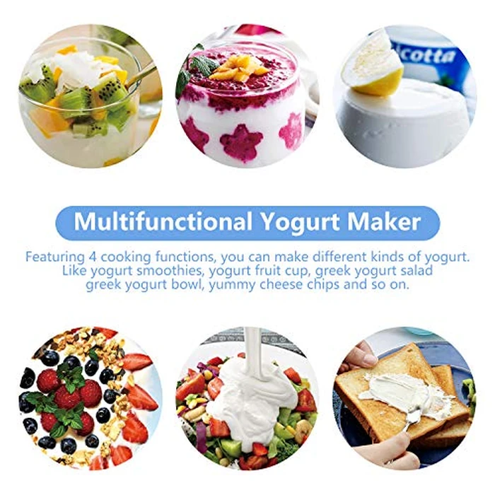 Bear Yogurt Maker, Greek Yogurt Maker Machine with Strainer and Timer Control, Stainless Steel Inner Pot, Automatic Digital with 2 Glass Jars 1 Quart for Home Organic Yogurt, Cheese, Fruit Wine by Bar - Image 5