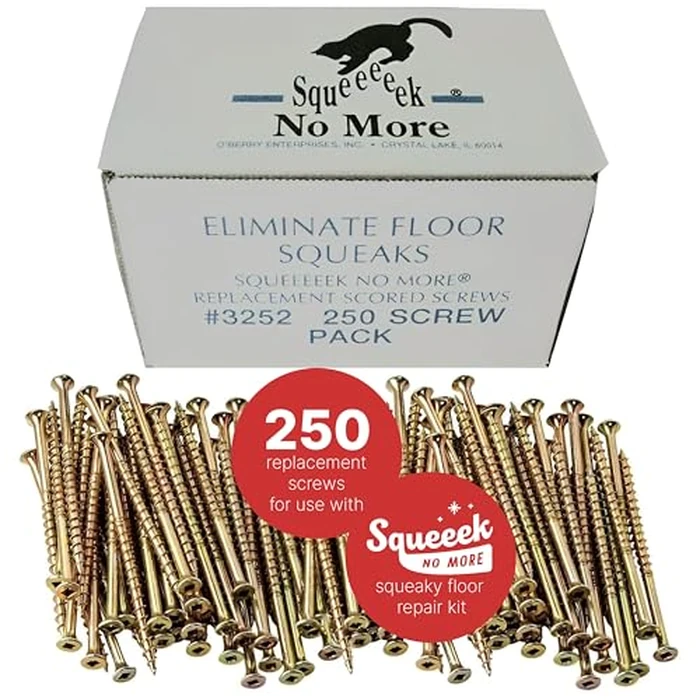 SQUEEEK NO MORE Counter-Snap Screws for SQUEEEK NO MORE Squeaky Floor Repair Kit - Replacement Screws - Zinc-Plated, Rust-Resistant for Hardwood, Carpet, Vinyl & Linoleum Floors (250 Count) by SQUEEEK NO MORE - Used - Like New condition - US$24.83