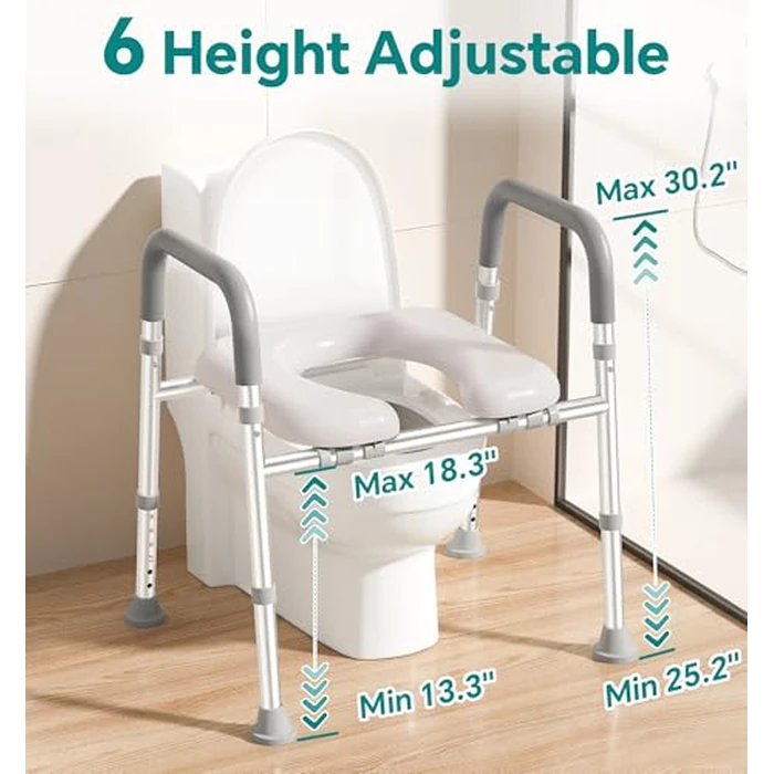 Soundfuse Toilet Seat Risers for Seniors, Raised Toilet Seat with Handles, Adjustable Height & Width, Cozy Padded 400lb Elevated Toilet Seat, Fit Any Toilet by soundfuse - Image 3