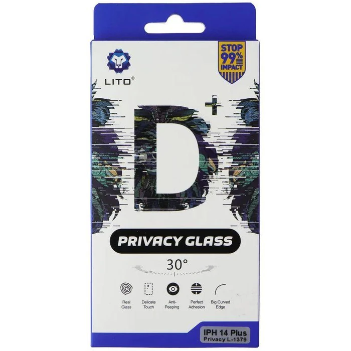 LITO D+ Privacy Glass Screen Protector for iPhone 14 Plus (2 Pack) - Privacy by LITO - Image 1