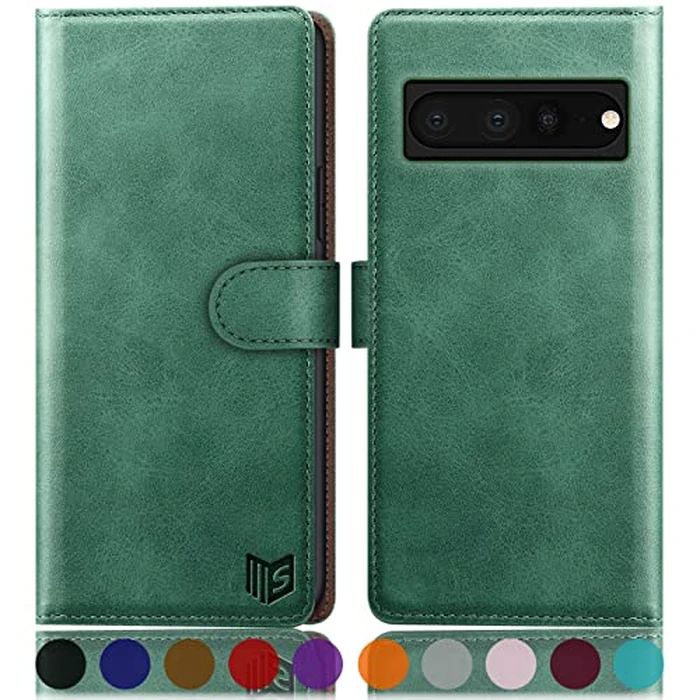 SUANPOT for Google Pixel 7 Pro 5G Wallet case with RFID Blocking Credit Card Holder,Flip Book PU Leather Protective Cover Women Men for Pixel 7 Pro Phone case Sea Green by SUANPOT - Image 1