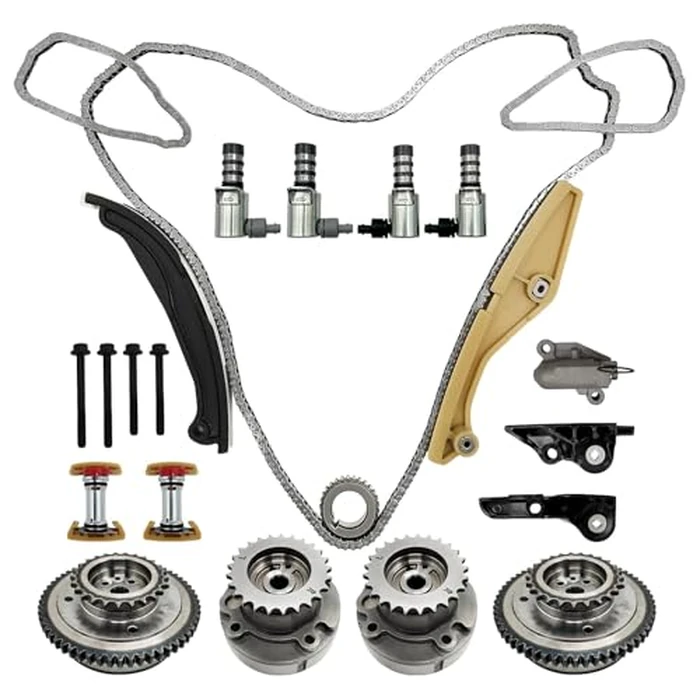 Uritue 90738S Timing Chain Kit with VVT Cam Phaser & 4pcs Solenoid Compatible with Ford Explorer Edge Taurus Expedition F-150 Mustang Transit Lincoln MKX Mark Nautilus Navigator 3.3L/3.5L/ 3.7L by Uritue - Image 1