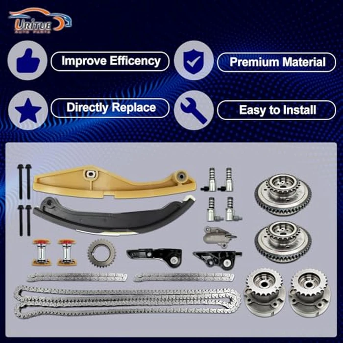 Uritue 90738S Timing Chain Kit with VVT Cam Phaser & 4pcs Solenoid Compatible with Ford Explorer Edge Taurus Expedition F-150 Mustang Transit Lincoln MKX Mark Nautilus Navigator 3.3L/3.5L/ 3.7L by Uritue - Image 8