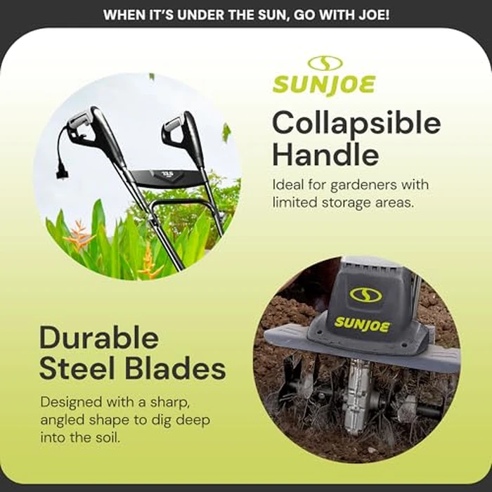 Sun Joe Corded Electric Garden Tiller & Cultivator with Steel Tines, 16 Inch, 12-Amp Motor - Heavy-Duty Tilling Machine for Lawn, Yard, and Gardening Care, TJ603E by Sun Joe - Image 5