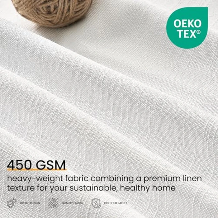 Topfinel 96 Inch Long Pinch Pleated Blackout Curtains for Bedroom Livingroom, Natural Beige Linen Blend 100% Room Darkening Sliding Door Curtains, Cozy Modern Privacy Protection Curtains,40" W*96" L by Topfinel - Image 2