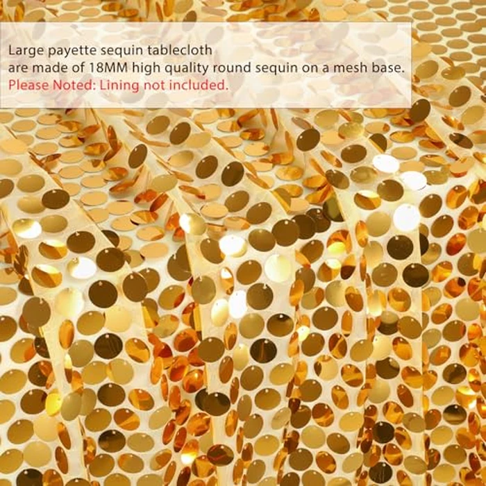B-COOL Gold Sequin Tablecloth 50 x 102 Inch Payette Glitter Rectangle Table Cloth for Parties Wedding Birthday Halloween Fall Party Decoration by B-COOL - Image 3