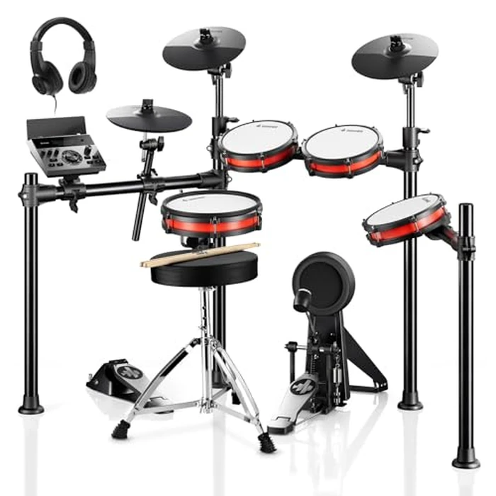Donner Electronic Drum Set with Bluetooth, Electric Drum Kit with Throne, Headphones, Drumsticks, Melodics Lessons, 450 Sounds E Drum with USB MIDI, 5 Pads and 3 Cymbals Digital Drum, DED-200(2026) by Donner - Used - Very Good condition - US$360.95