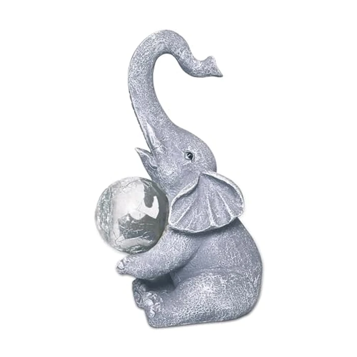 Vukjep Elephant Garden Statue Solar Lights Outdoor Garden Decor for Patio, Yard, Lawn, Balcony Elephant Decor Birthday Gifts for Women Mom Grandma (Grey) by Vukjep - Image 1
