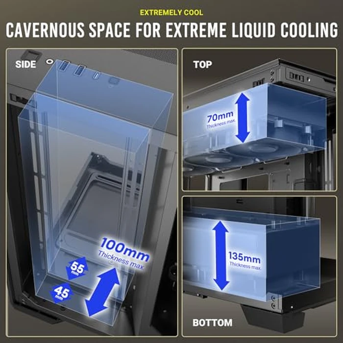 Antec C8, Fans not Included, RTX 40 Compatible, Dual-Chamber, tooless Design, Type-C, 360mm Radiator Support, Seamless Tempered Glass Front & Side Panels, High Airflow Full-Tower E-ATX PC Case by Antec - Image 4