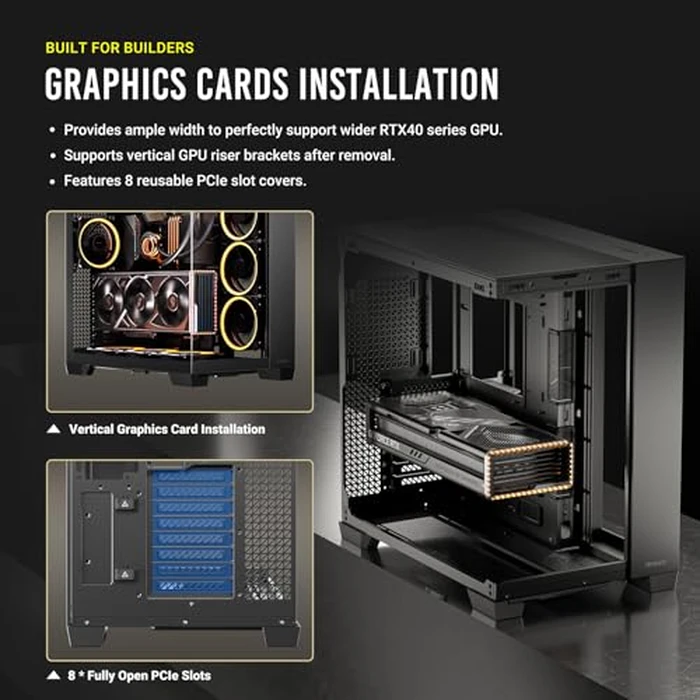 Antec C8, Fans not Included, RTX 40 Compatible, Dual-Chamber, tooless Design, Type-C, 360mm Radiator Support, Seamless Tempered Glass Front & Side Panels, High Airflow Full-Tower E-ATX PC Case by Antec - Image 5