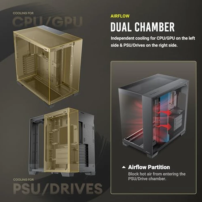 Antec C8, Fans not Included, RTX 40 Compatible, Dual-Chamber, tooless Design, Type-C, 360mm Radiator Support, Seamless Tempered Glass Front & Side Panels, High Airflow Full-Tower E-ATX PC Case by Antec - Image 7