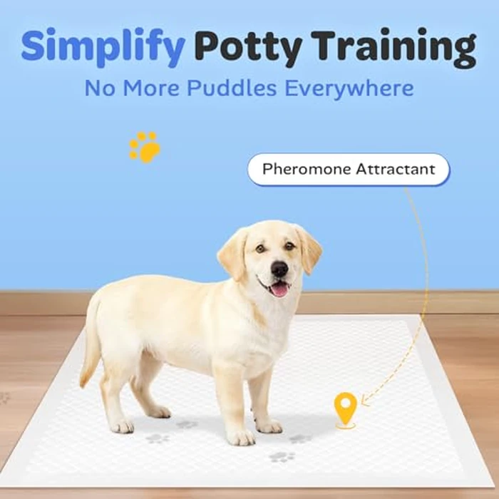 Disposable Puppy Pads 100 Count, 22"x22" Pee Pads for Dogs Potty Training, 6-Layer Super Absorbent & Leak Proof, Odor Block Pet Pads with Anti-Slip Adhesive Strips, White by doporro - Image 6