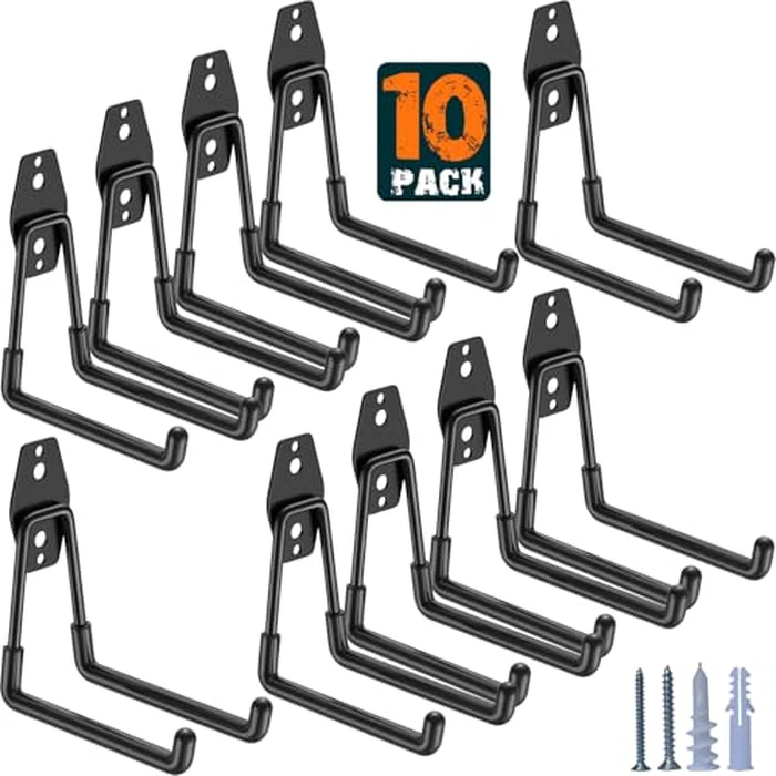 HUPBIPY Heavy Duty Garage Hooks 10 Pack, 5.1 inch Medium U Shaped Hanger, Wall Mounted Storage System, Power and Garden Tool Organizer, for Hanging Ladders, Hose, Bulk Items and More by HUPBIPY - Used - Like New condition - US$26.13