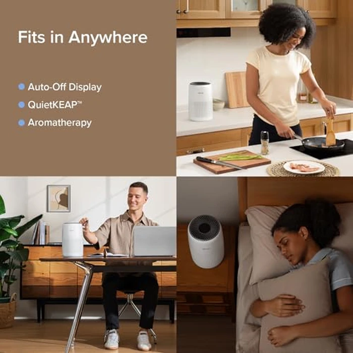 Levoit Air Purifiers for Bedroom Home, AHAM VERIFIED, 3-in-1 Filter Cleaner with Fragrance Sponge for Quiet Sleep, Remove Odor Allergies Smoke Dust Pet Dander, Office Desktop, Core Mini-P, White by Levoit - Image 4