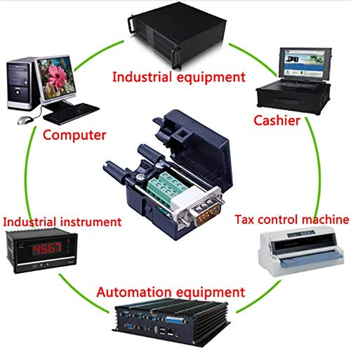 ANMBEST 10PCS DB9 Male Breakout Connector,DB9 Solderless RS232 D-SUB Serial to 9-pin Port Terminal Adapter Connector Breakout Board with Case Long Bolts Tail Pipe by ANMBEST - Image 6