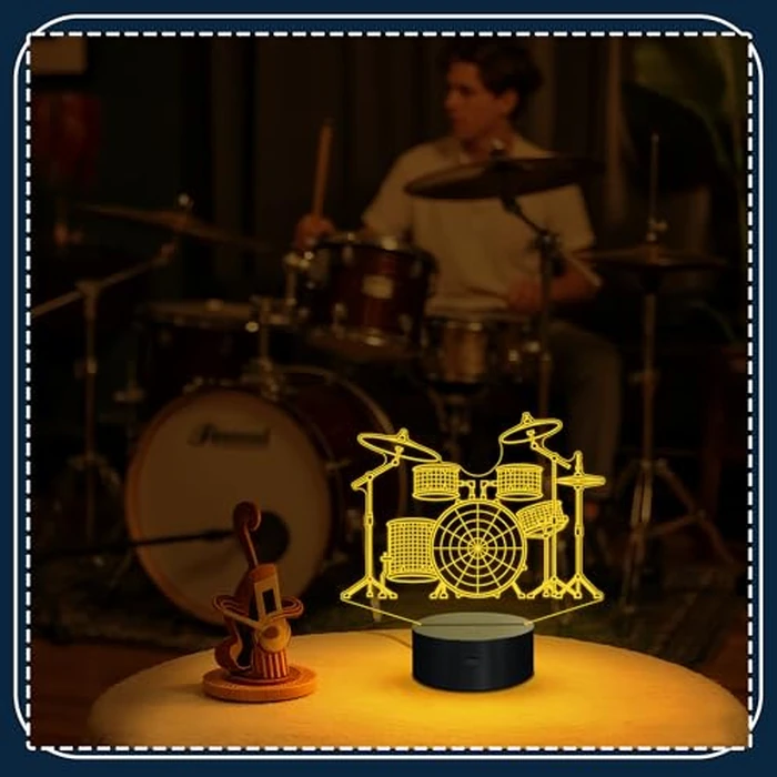 CoolGift Mart Drum kit Night Light, 3D LED Optical Illusion Lamp with 16 Colors and Remote Controller, Gifts for Drummers Music Lovers by CoolGift Mart - Image 5