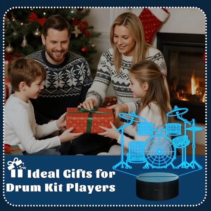 CoolGift Mart Drum kit Night Light, 3D LED Optical Illusion Lamp with 16 Colors and Remote Controller, Gifts for Drummers Music Lovers by CoolGift Mart - Image 6