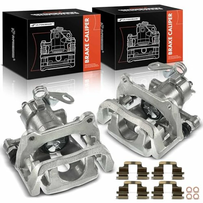 A-Premium Disc Brake Caliper Assembly with Bracket Compatible with Select Fiat Models - 500 2012-2018, L4 1.4L - Rear Driver and Passenger Side, 2-PC Set by A-premium - Used - Acceptable condition