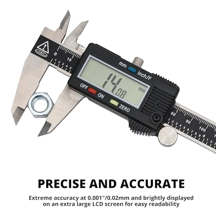NEIKO 01407A Electronic Digital Caliper Measuring Tool, 0 - 6 Inches Stainless Steel Construction with Large LCD Screen Quick Change Button for Inch Fraction Millimeter Conversions, Digital Caliper Measuring Tool by NEIKO - Image 2