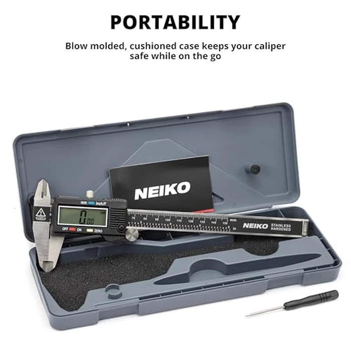 NEIKO 01407A Electronic Digital Caliper Measuring Tool, 0 - 6 Inches Stainless Steel Construction with Large LCD Screen Quick Change Button for Inch Fraction Millimeter Conversions, Digital Caliper Measuring Tool by NEIKO - Image 6